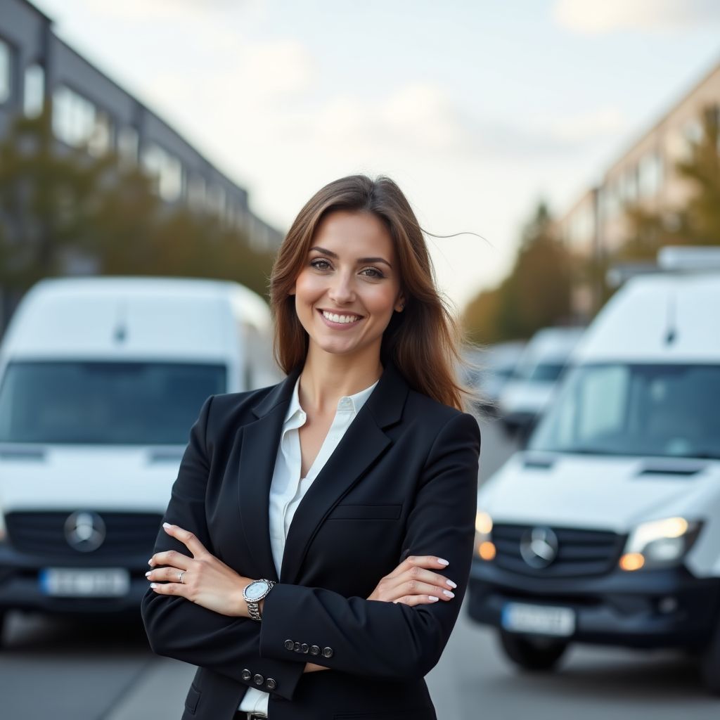 Business fleet manager with company vehicles